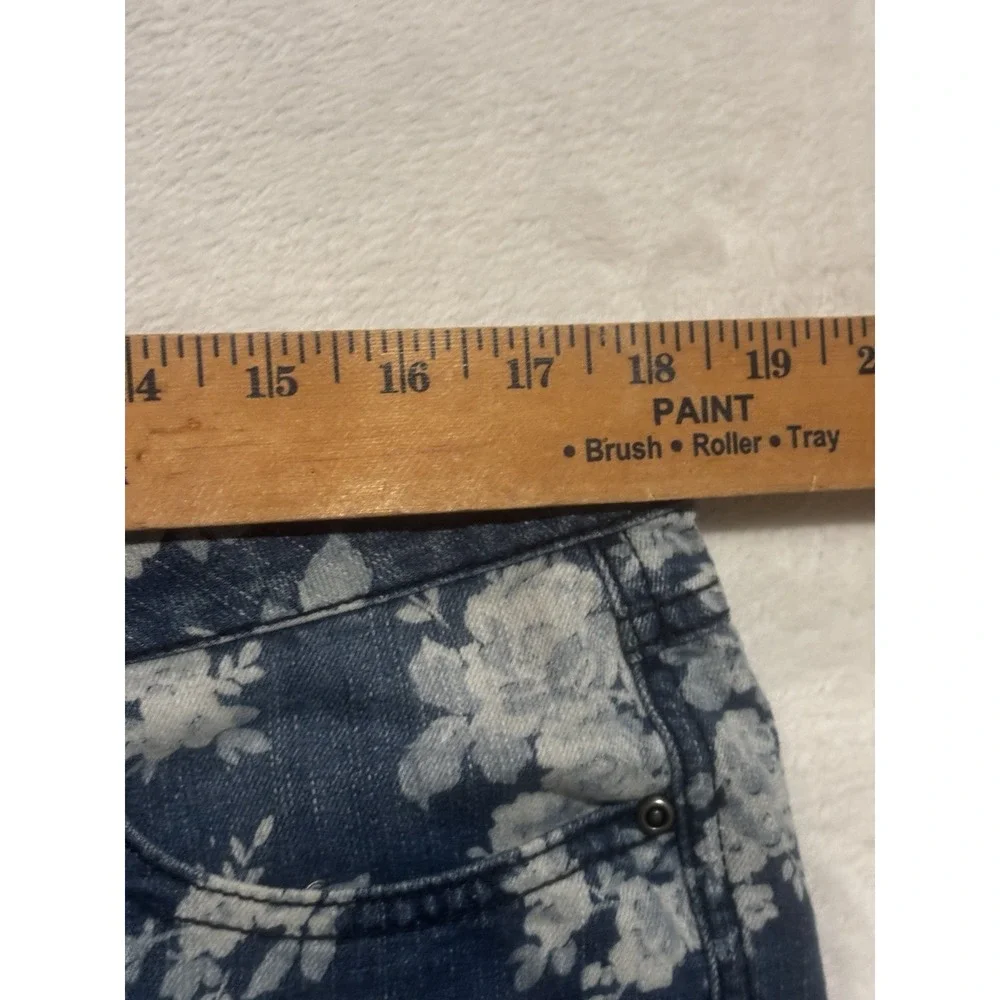 Mudd Shorts Womens 15 Floral Flowers Low Rise Denim Cut Off Boho Frayed Blue‎